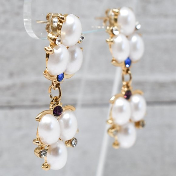 1.75" Drop Dangle Pearl Blue/Purple Earrings - Picture 3 of 12